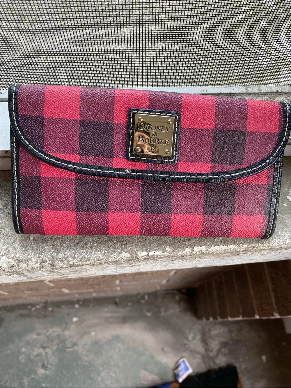Dooney & Bourke Pink and Black Buffalo Check Tote with Matching Wallet